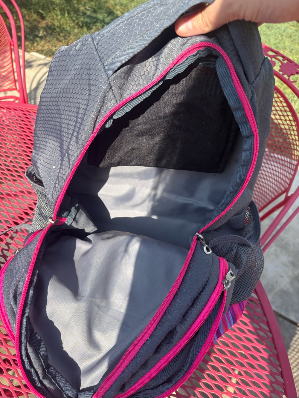 adidas Gray and Pink Women's Backpack with Patterned Front - Picture 5 of 5